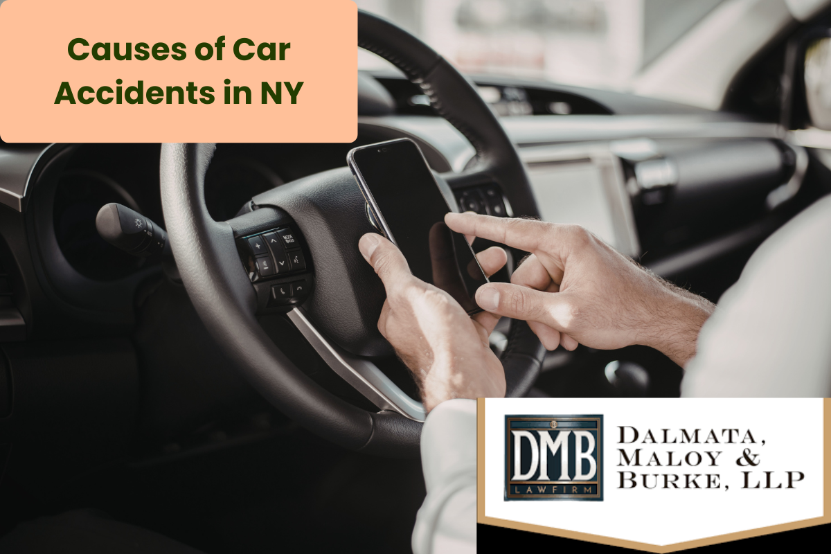 a driver texting while driving, one of the causes of car accidents in NY